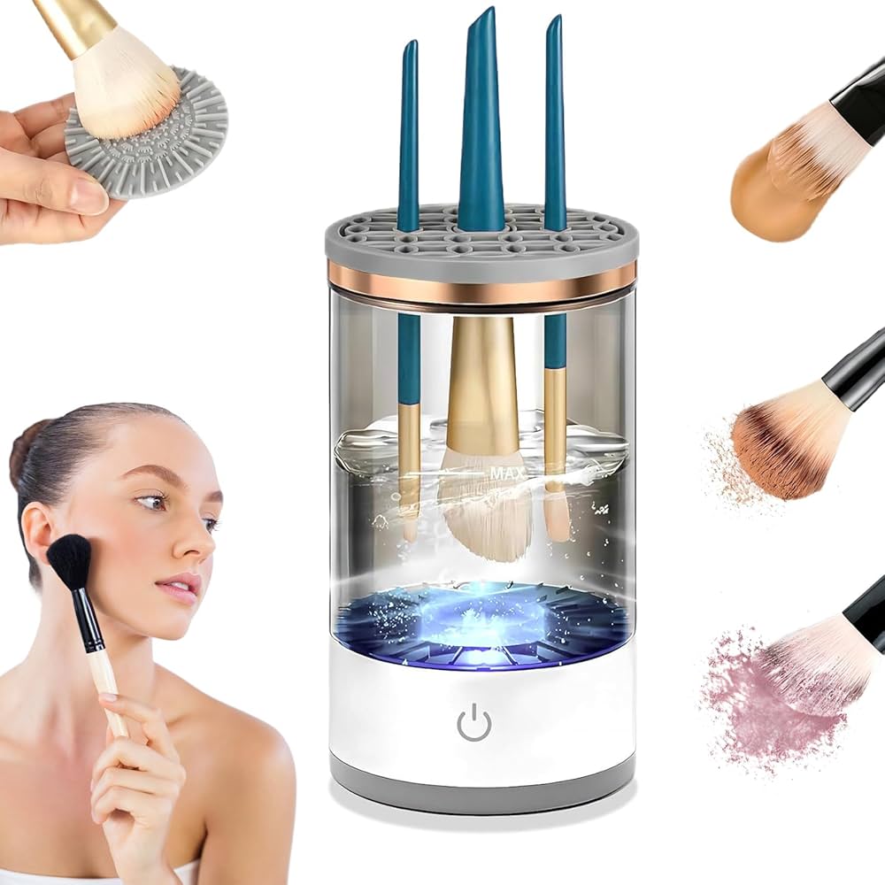 BrushSpin Clean™ — Limpiador Eléctrico de Brochas (Dejá de Maquillarte con Bacterias)
