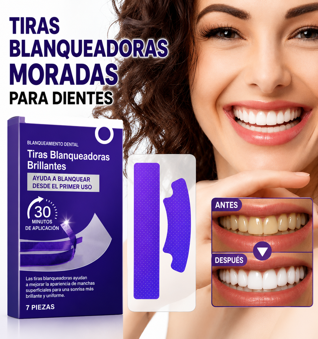 Tiras Blanqueadoras Dentales Purple Whitening Strips