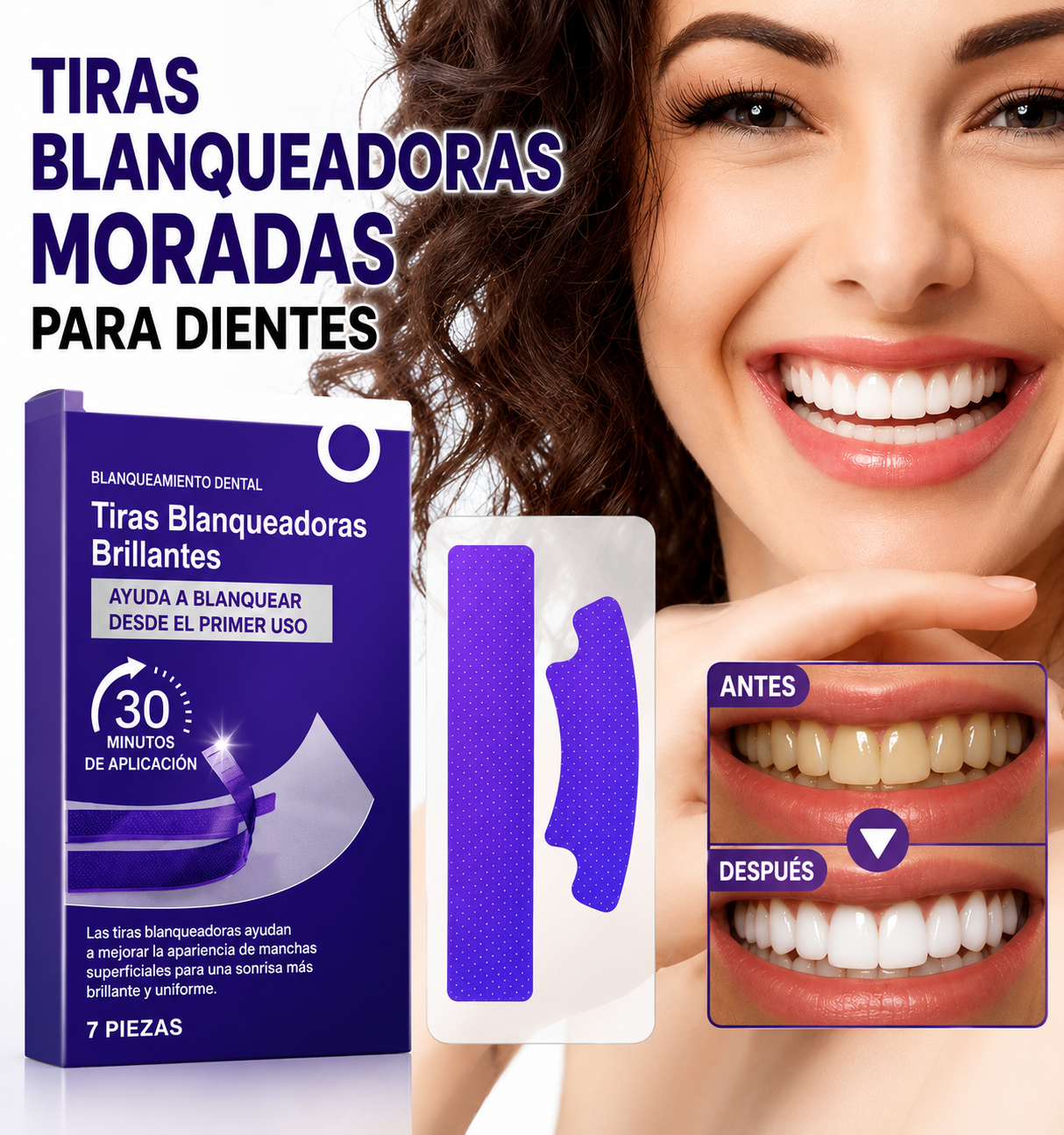 Tiras Blanqueadoras Dentales Purple Whitening Strips