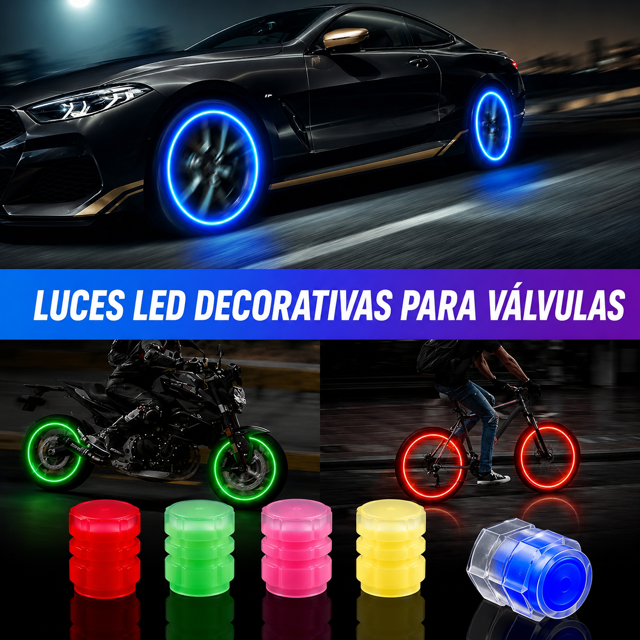 PACK DE 4 TAPONES FLUORESCENTES RECARGABLES