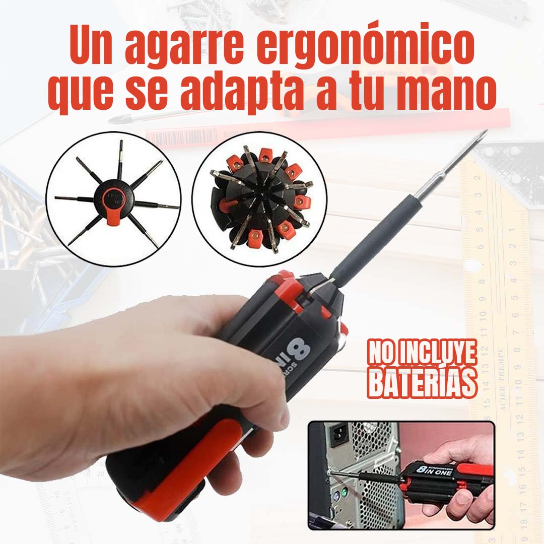 DESTORNILLADOR 8 EN 1 CON LUZ LED INTEGRADA